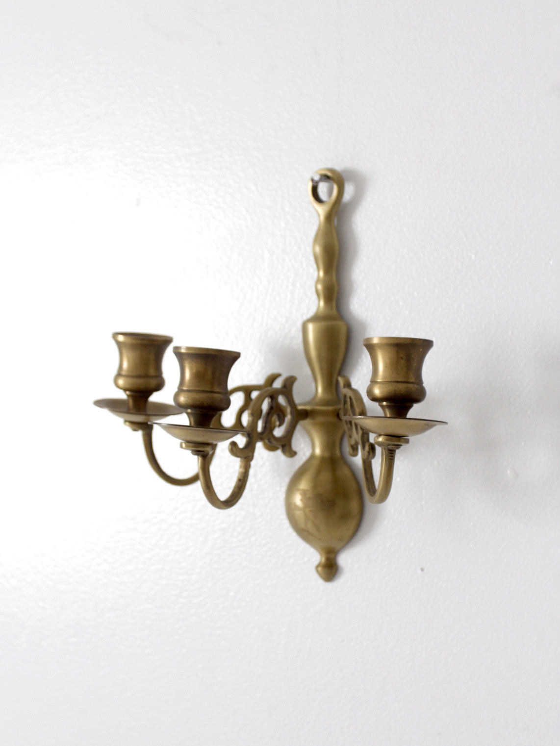 vintage brass three arm wall candle sconce