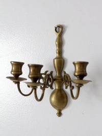 vintage brass three arm wall candle sconce