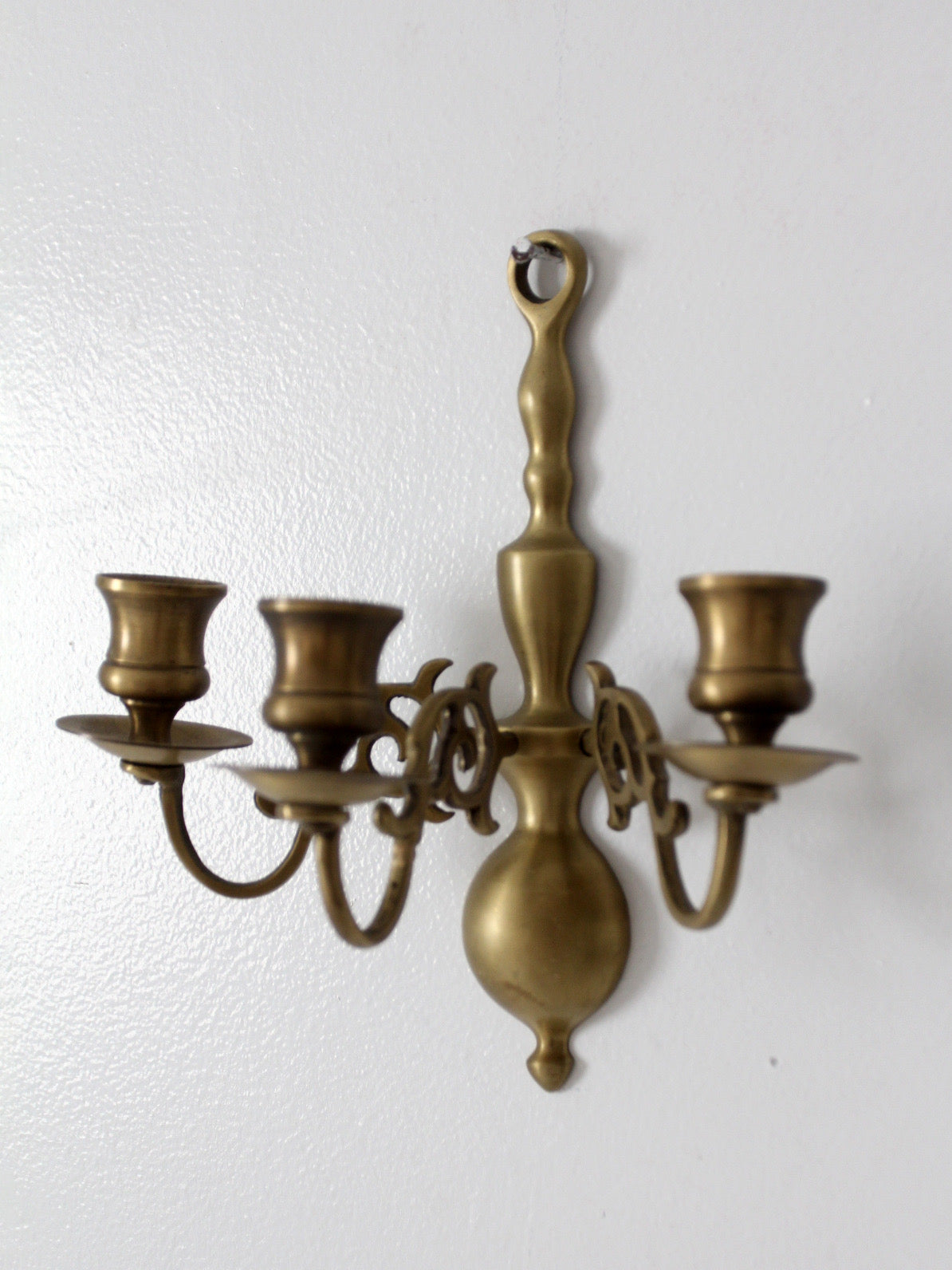 vintage brass three arm wall candle sconce