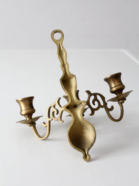 vintage brass three arm wall candle sconce