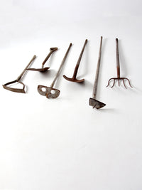 early 20th century primitive garden tool collection