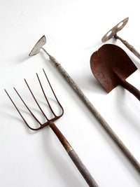 early 20th century primitive garden tool collection