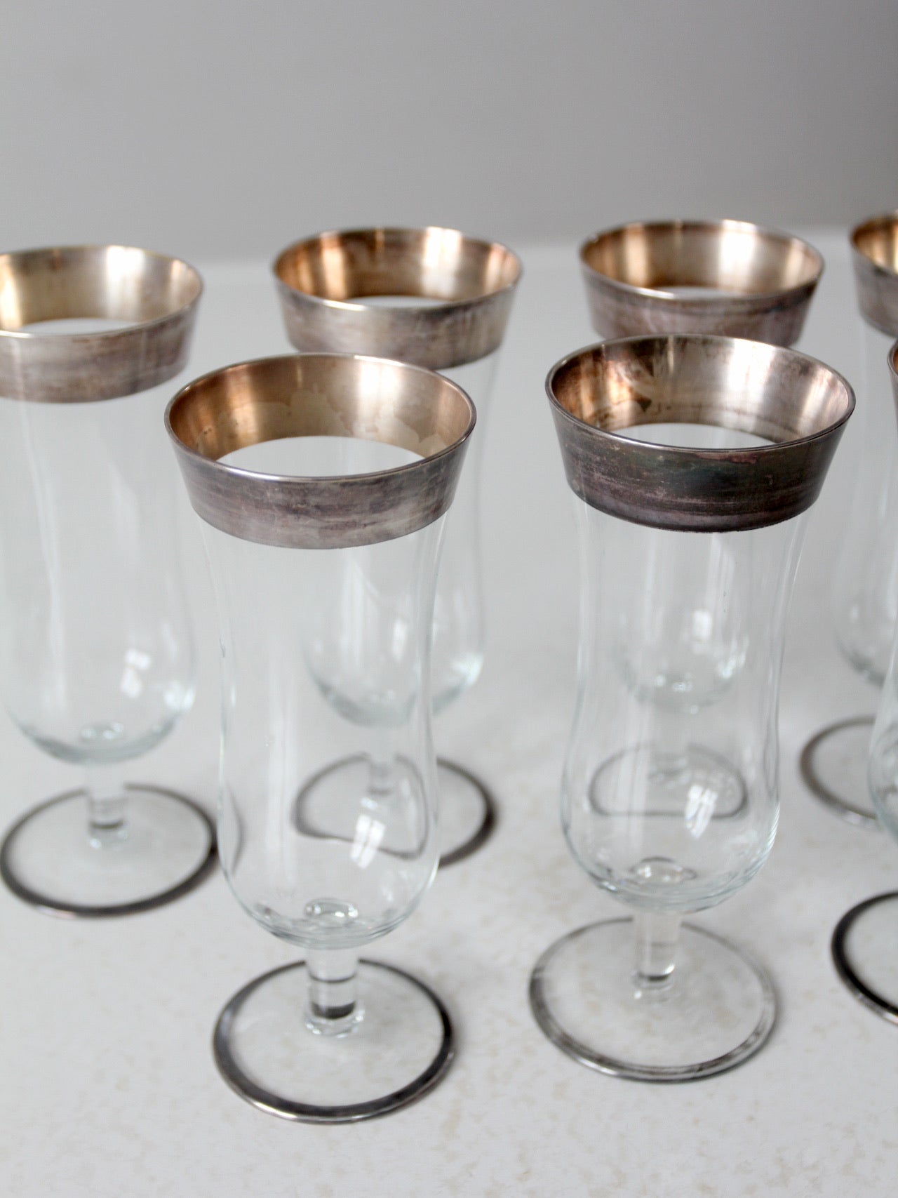 vintage Dorothy Thorpe silver band parfait glasses set of 8 – 86