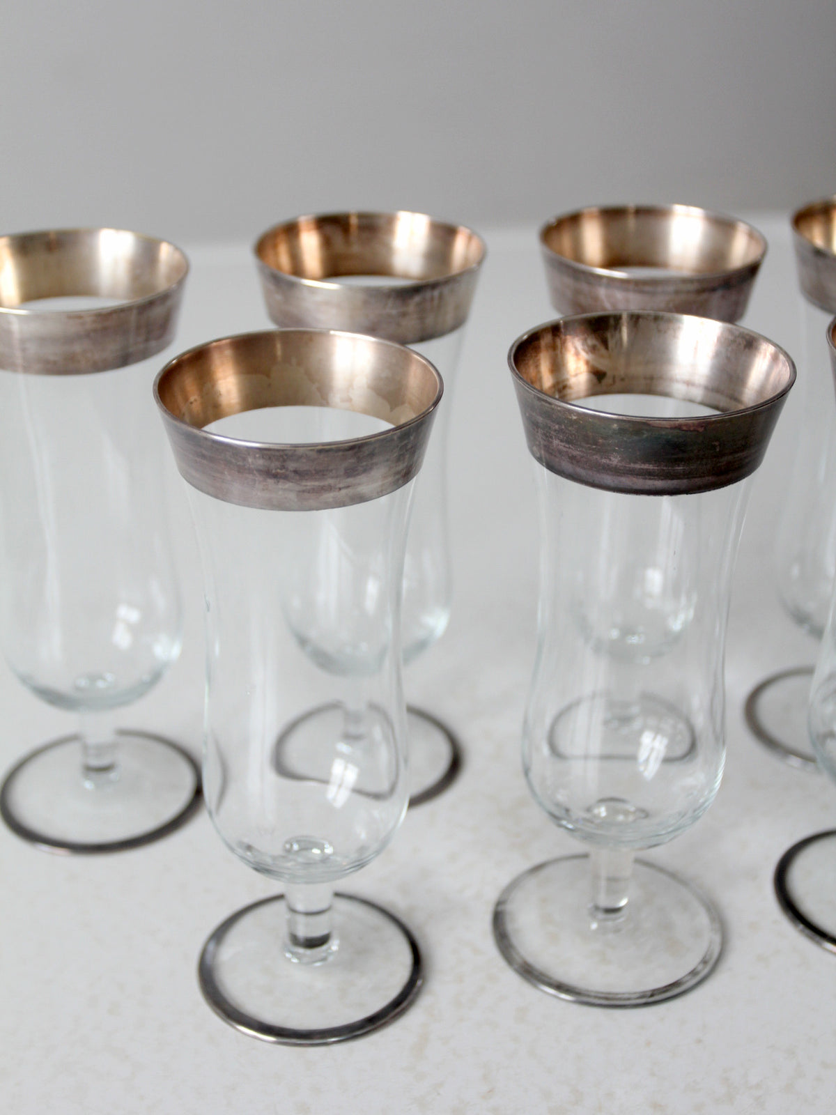 vintage Dorothy Thorpe silver band parfait glasses set of 8