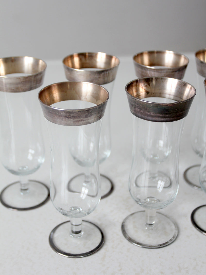 vintage Dorothy Thorpe silver band parfait glasses set of 8