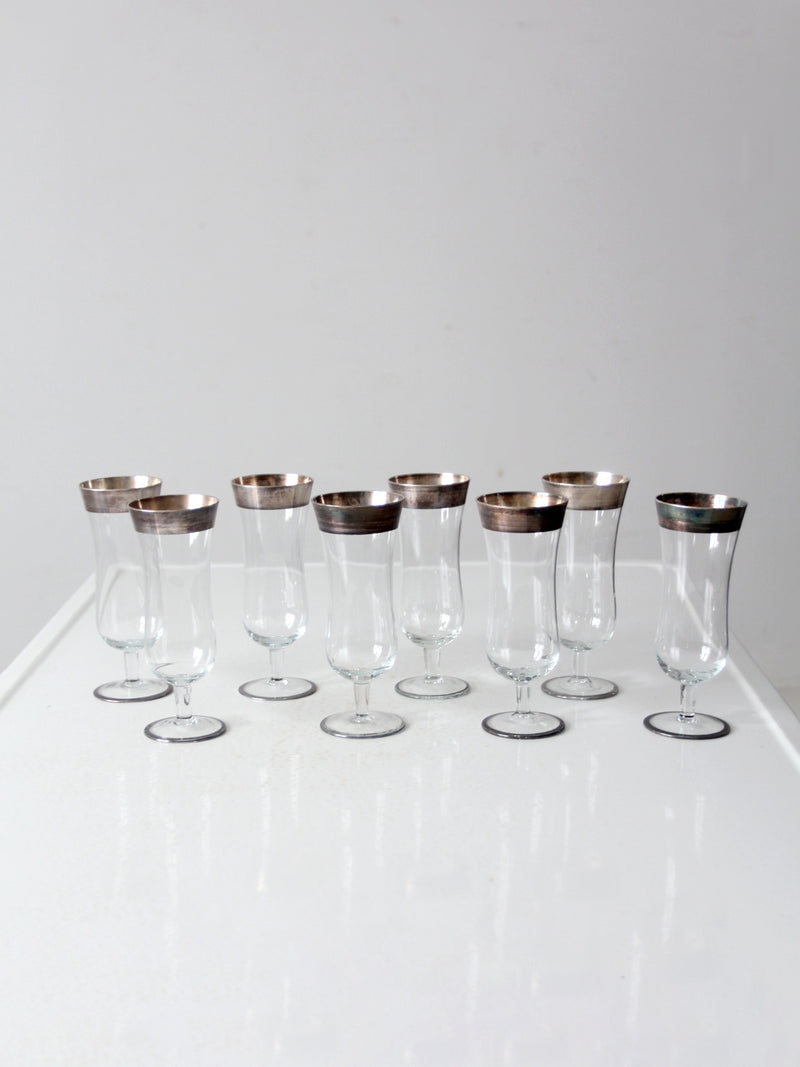 vintage Dorothy Thorpe silver band parfait glasses set of 8