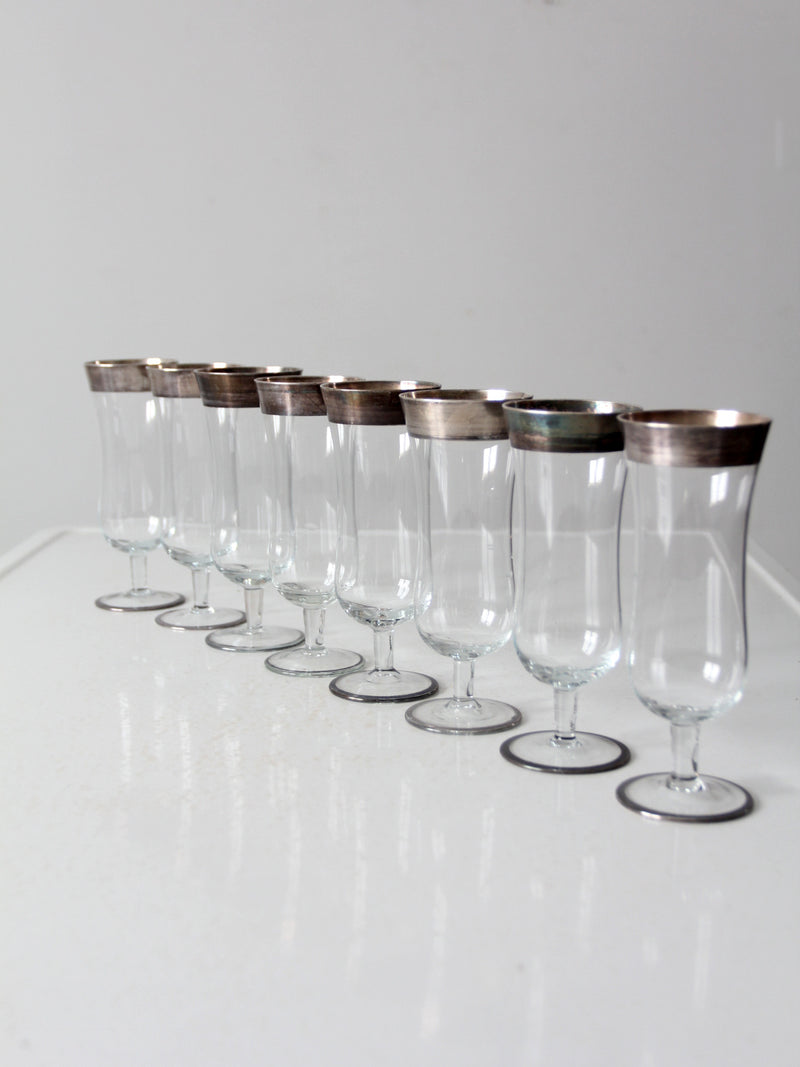 vintage Dorothy Thorpe silver band parfait glasses set of 8