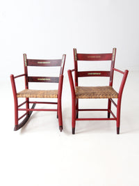 antique painted woven seat chairs set of 2