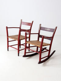 antique painted woven seat chairs set of 2