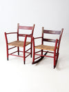 antique painted woven seat chairs set of 2