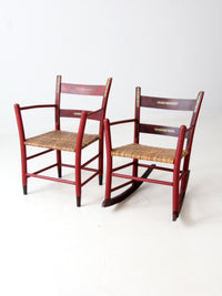 antique painted woven seat chairs set of 2