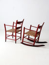 antique painted woven seat chairs set of 2