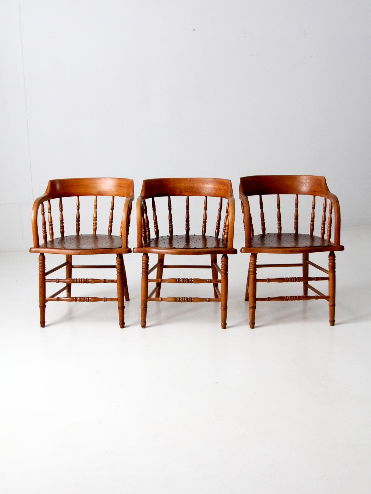 antique wood captain’s chairs | set of 3