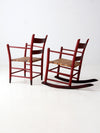 antique painted woven seat chairs set of 2