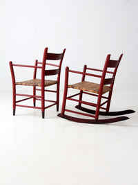antique painted woven seat chairs set of 2