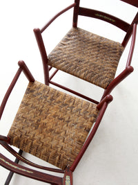 antique painted woven seat chairs set of 2