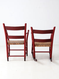 antique painted woven seat chairs set of 2