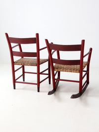 antique painted woven seat chairs set of 2