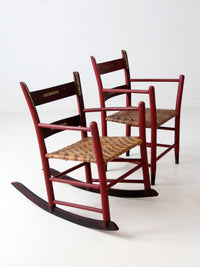 antique painted woven seat chairs set of 2