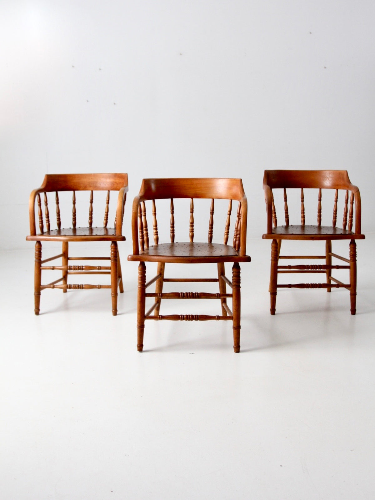 antique wood captain’s chairs | set of 3