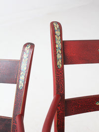 antique painted woven seat chairs set of 2