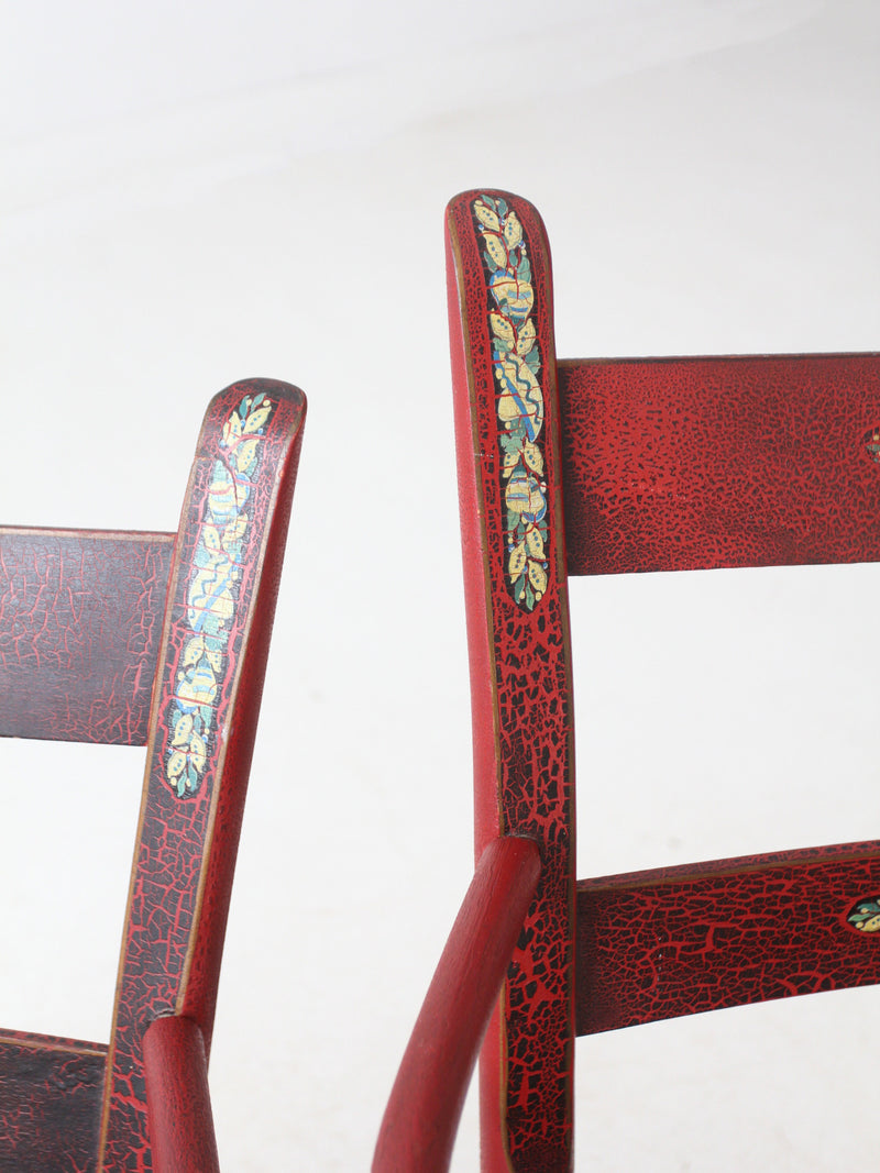 antique painted woven seat chairs set of 2
