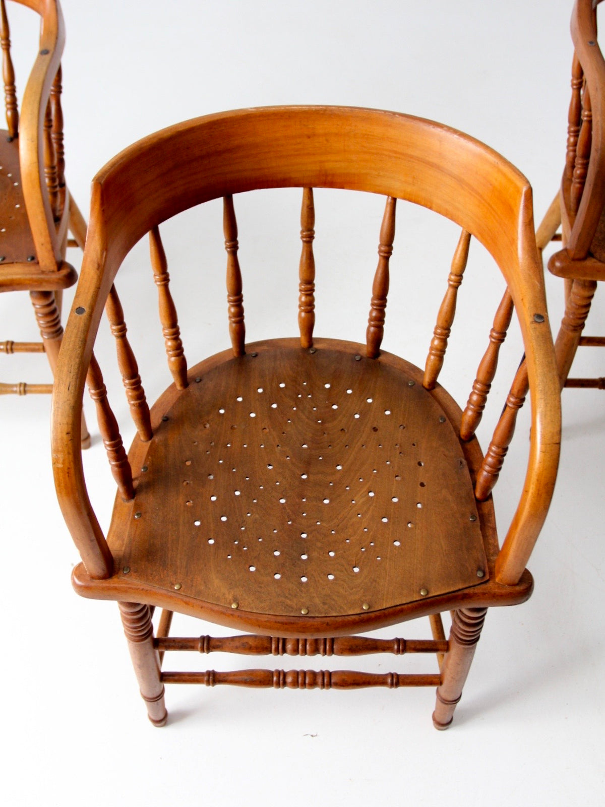 antique wood captain’s chairs | set of 3