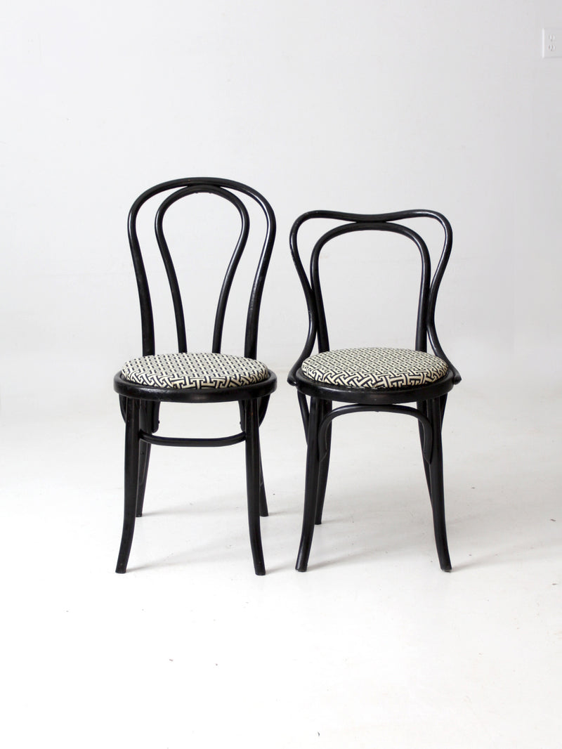 vintage painted bentwood chairs with upholstery pair