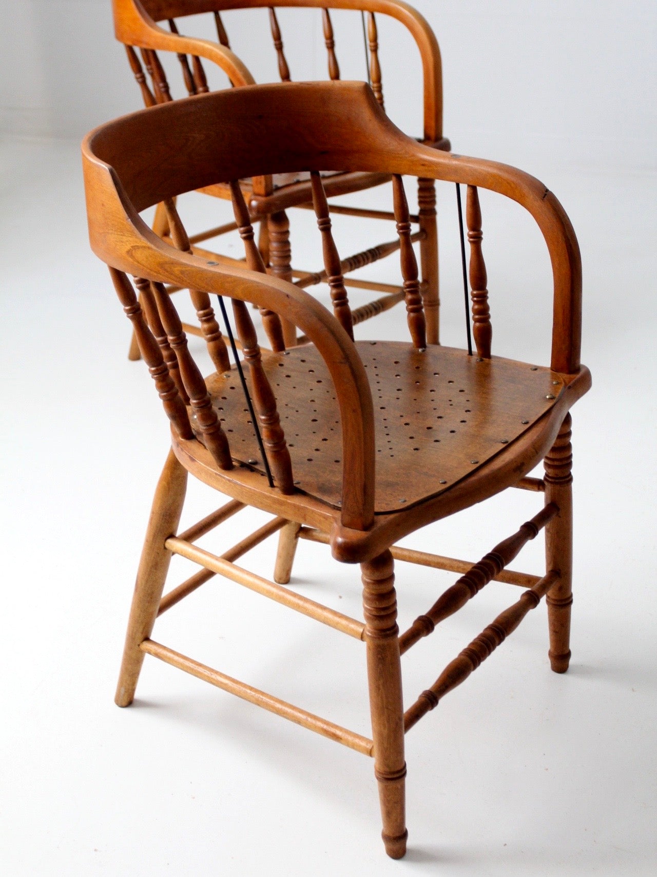 antique wood captain’s chairs | set of 3