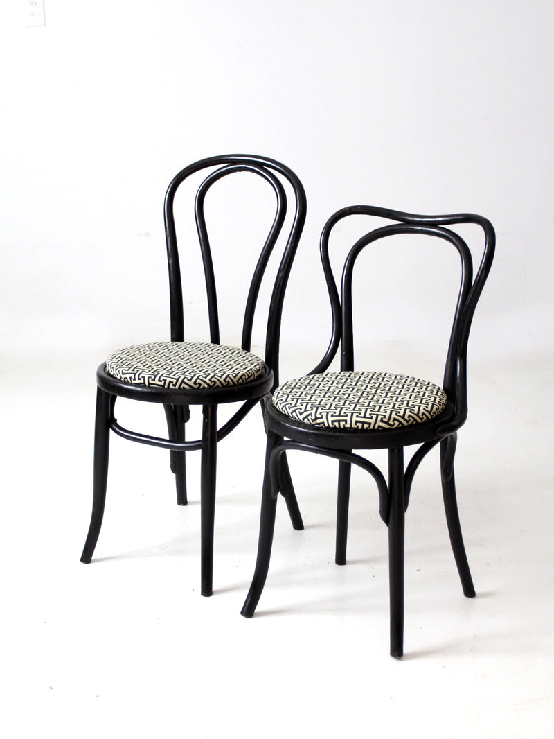 vintage painted bentwood chairs with upholstery pair