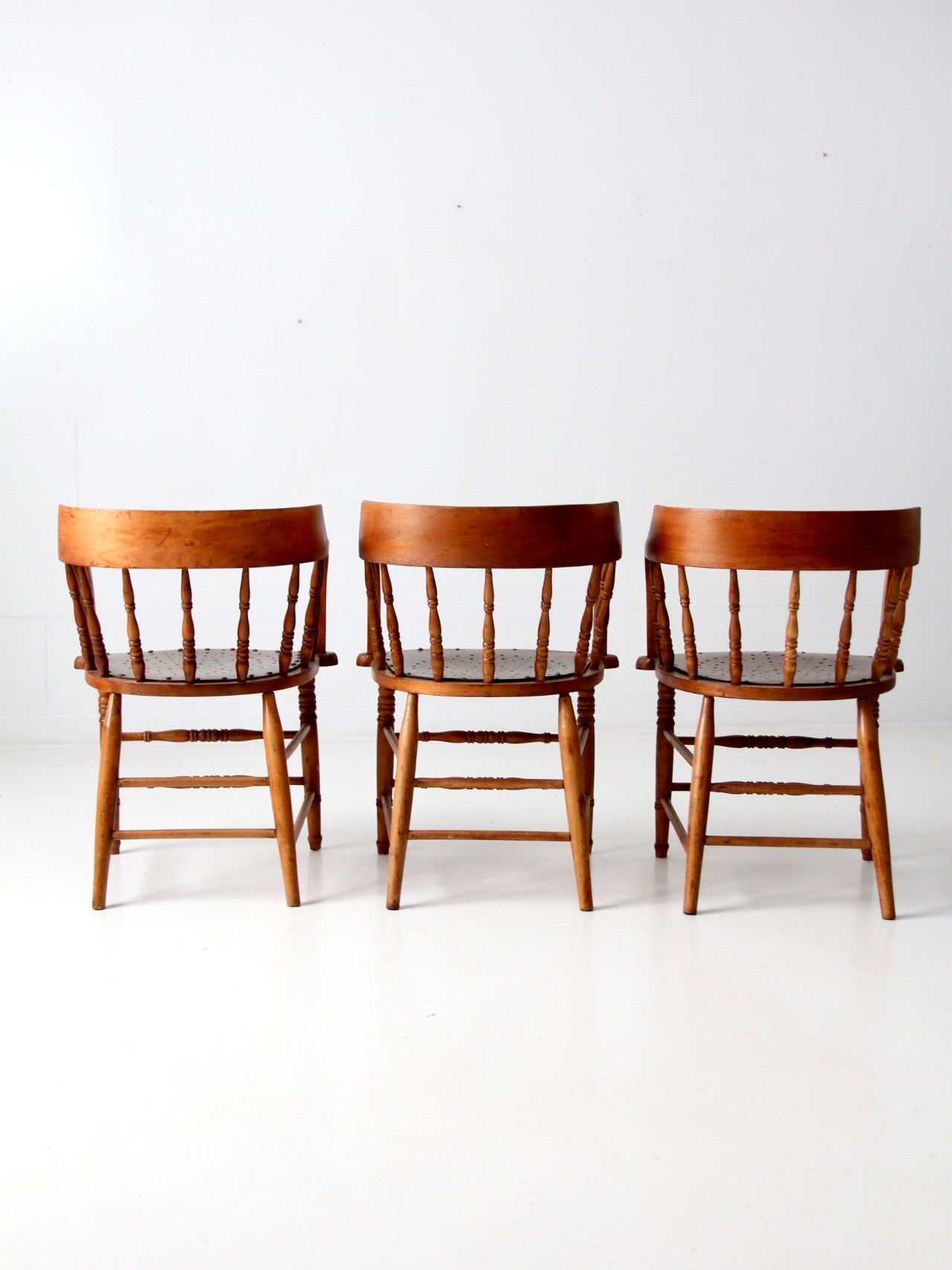 antique wood captain’s chairs | set of 3
