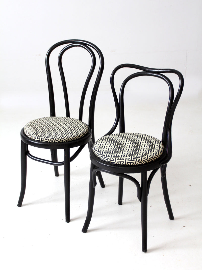 vintage painted bentwood chairs with upholstery pair