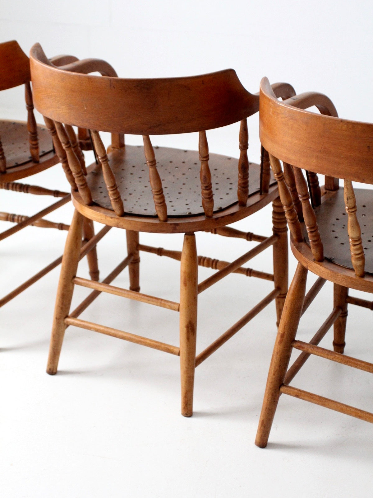 antique wood captain’s chairs | set of 3
