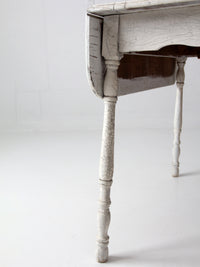 antique white painted drop leaf farmhouse table