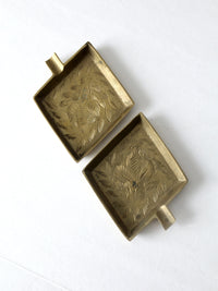 vintage brass ashtray pair