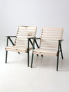 vintage slat wood folding chairs pair