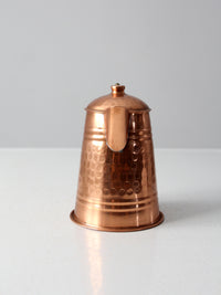 vintage hammered copper teapot with brass handle