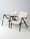 vintage slat wood folding chairs pair