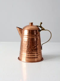 vintage hammered copper teapot with brass handle