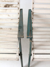 vintage slat wood folding chairs pair