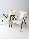 vintage slat wood folding chairs pair