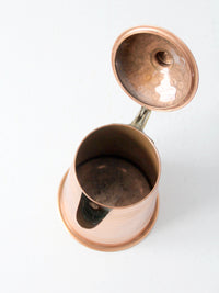 vintage hammered copper teapot with brass handle
