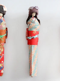 mid-century Japanese folk art kimono dolls