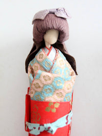 mid-century Japanese folk art kimono dolls