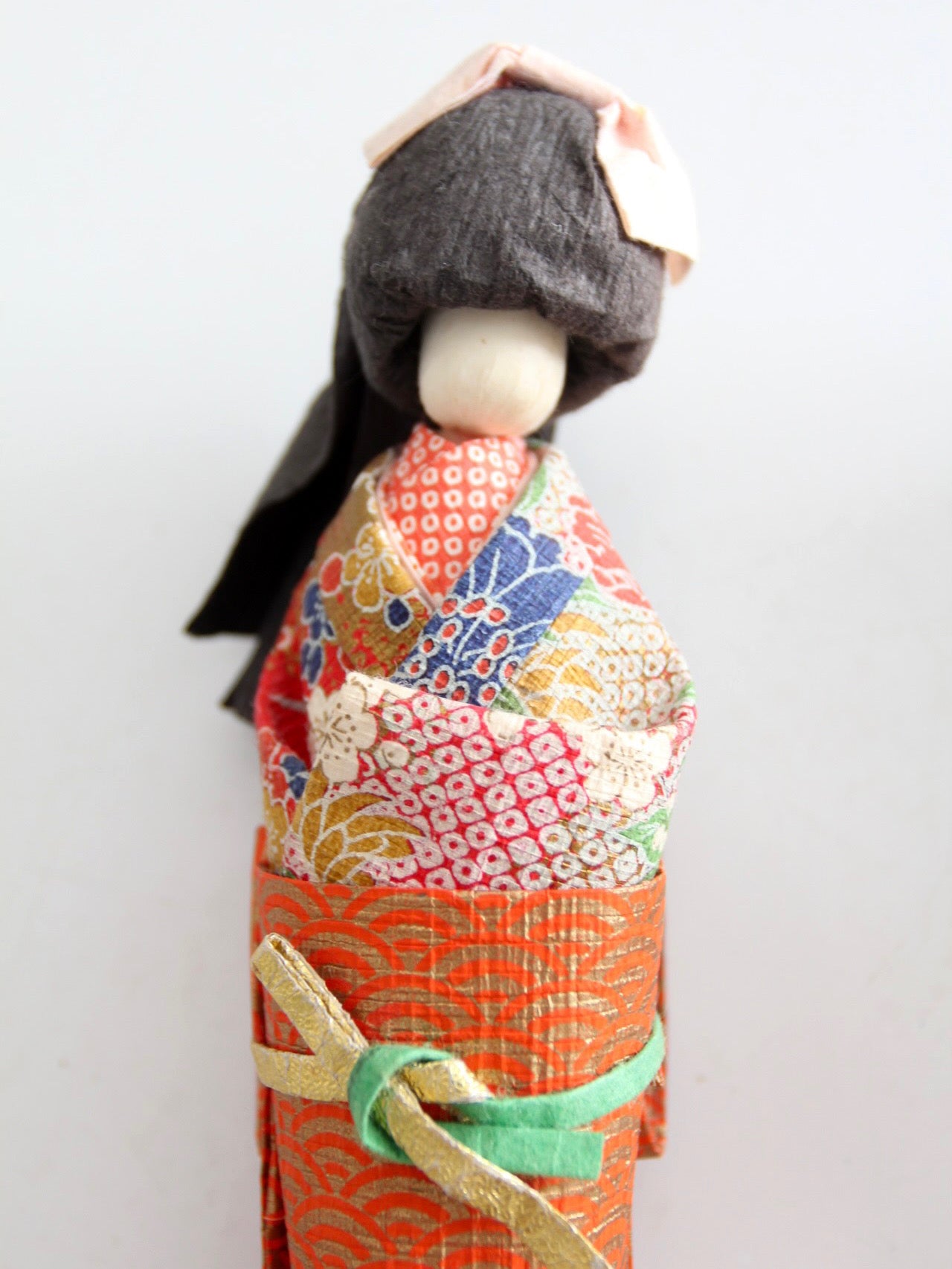 mid-century Japanese folk art kimono dolls