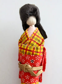 mid-century Japanese folk art kimono dolls