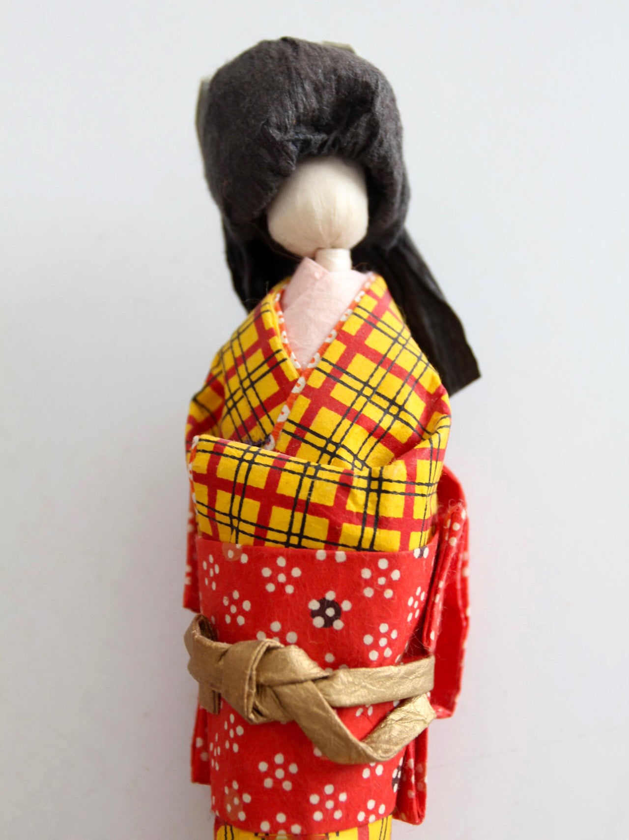 mid-century Japanese folk art kimono dolls