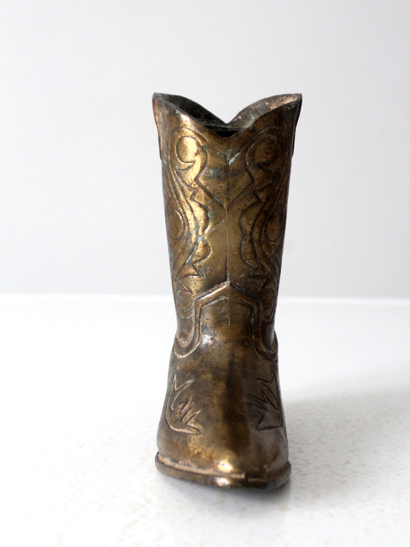 mid century brass cowboy boot statue – 86 Vintage