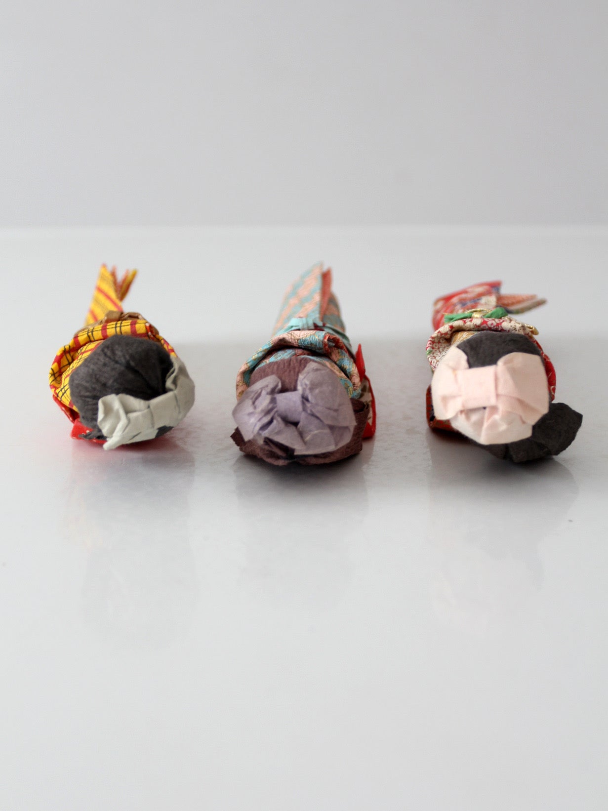 mid-century Japanese folk art kimono dolls
