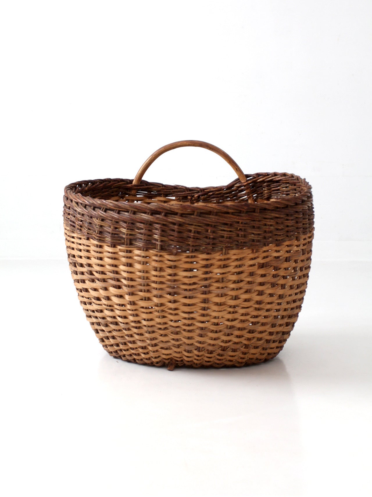 vintage large wicker gathering basket
